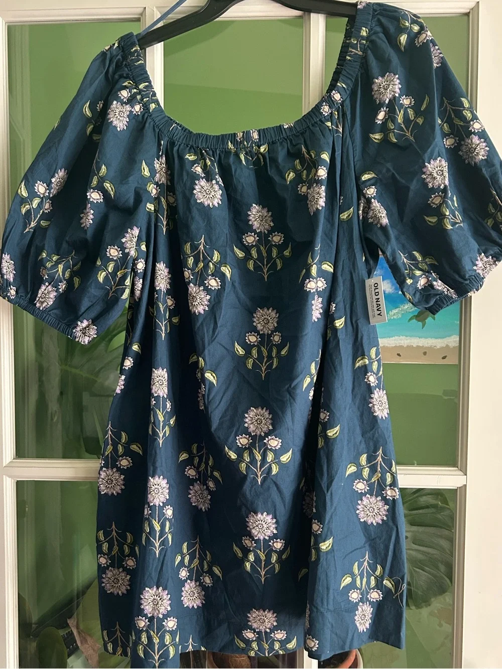 Old Navy Floral Off-Shoulder Mini Swing Dress Pockets XL